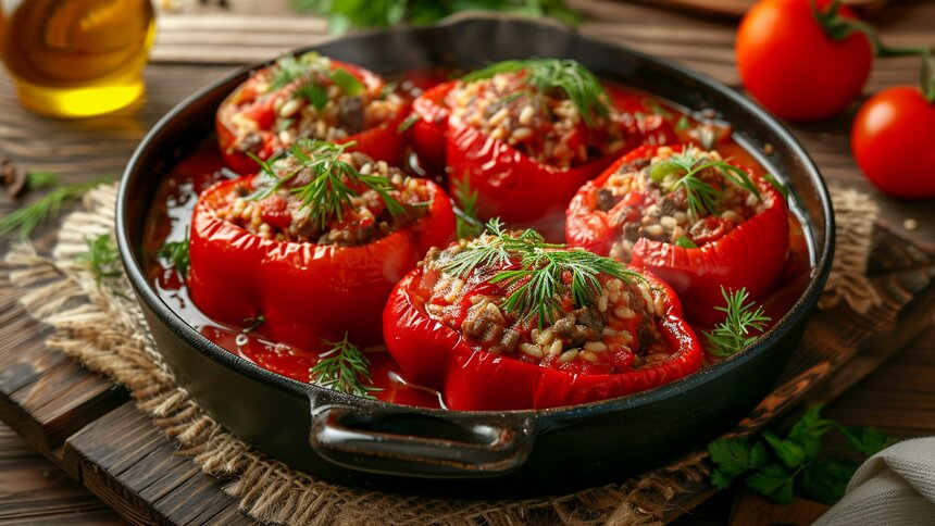 Вкусный ужин без лишних калорий: готовим нежные и сочные фаршированные перцы  - Новости Калининграда | Иллюстрация: Ксения Александрова / «Клопс»