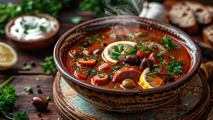 Вся семья боролась за последнюю маслинку: домохозяйки раскрыли рецепт наваристой солянки с копчёными рёбрышками   - Новости Калининграда | Иллюстрация: Ксения Александрова / «Клопс»