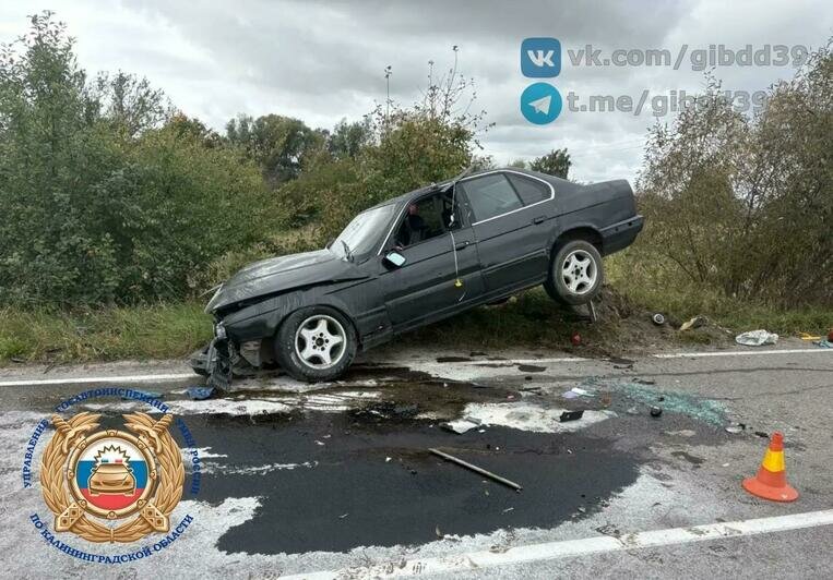 Под Гусевом легковушка вылетела с трассы и налетела на препятствие: пострадал водитель - Новости Калининграда | Фото: канал Госавтоинспекции Калининградской области / Макс