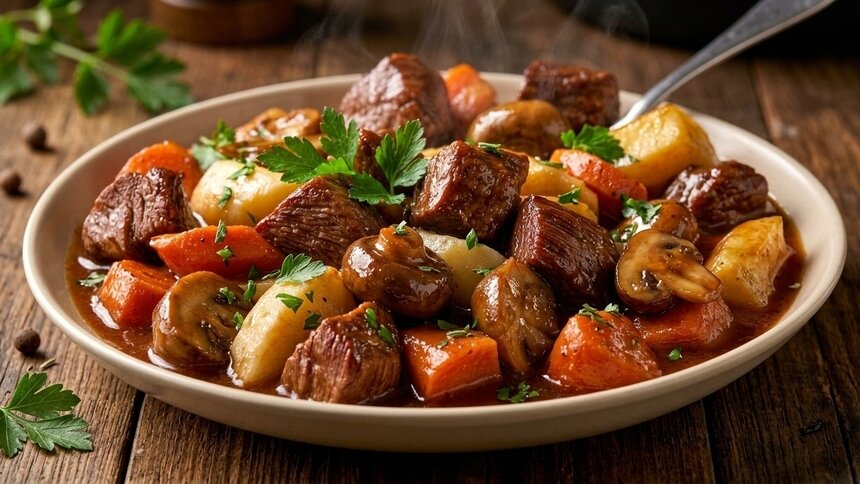 Рассказываем, как приготовить говядину с овощами и грибами в горшочках, чтобы все кусочки остались плотными - Новости Калининграда | Иллюстрация: Дарья Мошникова / «Клопс»
