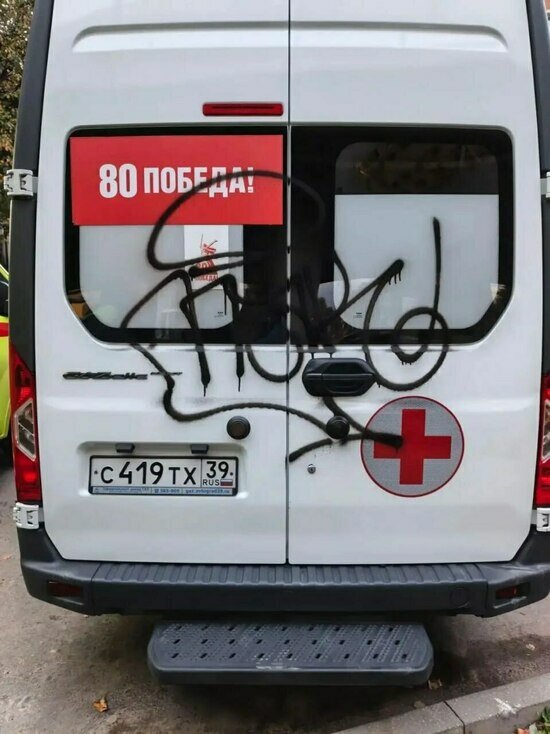 В Калининграде вандалы разрисовали машину скорой помощи - Новости Калининграда | Фото: Жанна Джабраилова