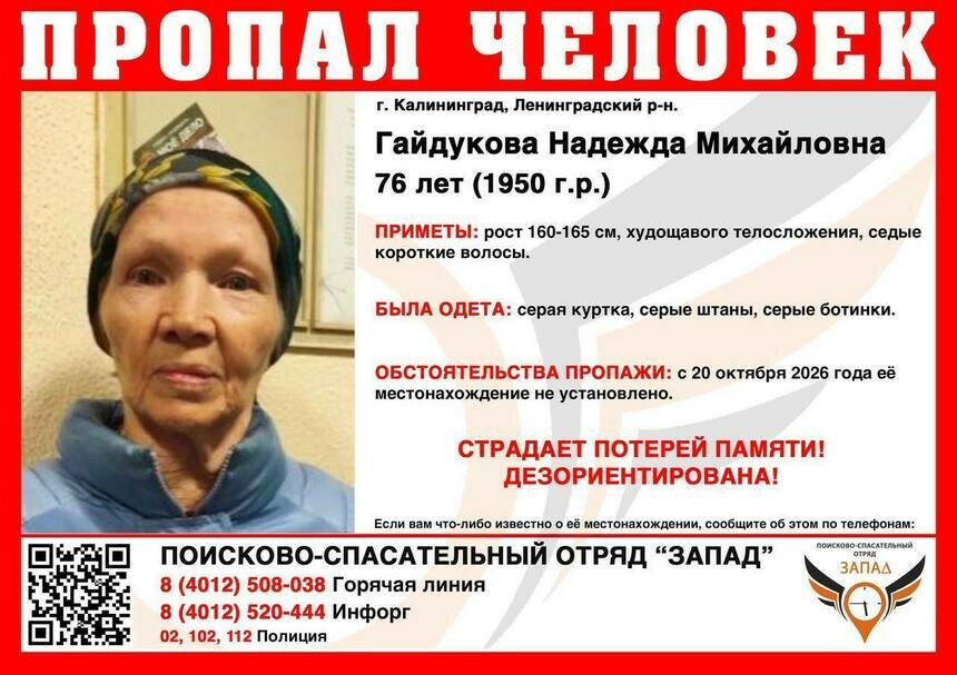 Стояла на Московском проспекте и говорила, что ей надо в Иркутск: в Калининграде почти сутки ищут 76-летнюю женщину   - Новости Калининграда